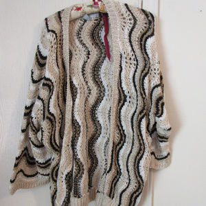 TONY LAMBERT FANCY KNIT CARDIGAN SWEATER Small